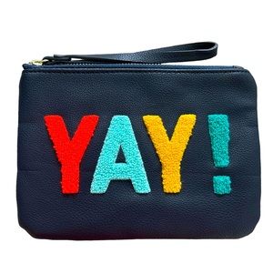 Old Navy Clutch Navy Blue Faux Leather YAY bag